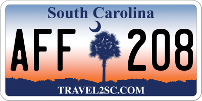 SC license plate AFF208