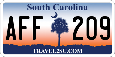 SC license plate AFF209