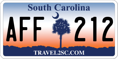 SC license plate AFF212