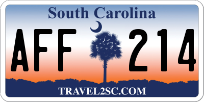 SC license plate AFF214
