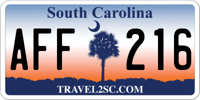 SC license plate AFF216