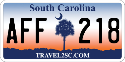 SC license plate AFF218