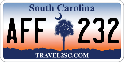 SC license plate AFF232