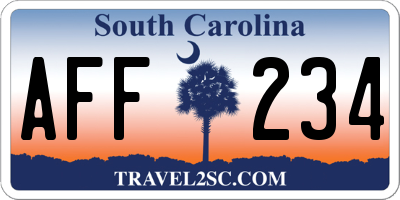 SC license plate AFF234