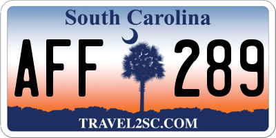 SC license plate AFF289
