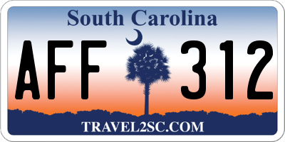 SC license plate AFF312