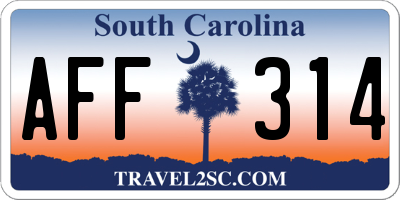 SC license plate AFF314