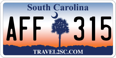SC license plate AFF315