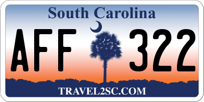 SC license plate AFF322