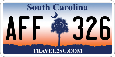SC license plate AFF326
