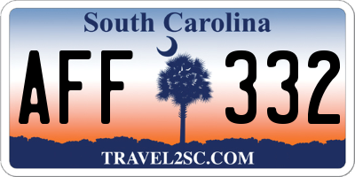 SC license plate AFF332