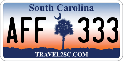 SC license plate AFF333
