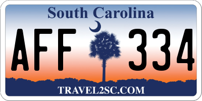 SC license plate AFF334