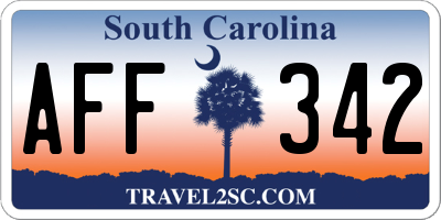 SC license plate AFF342