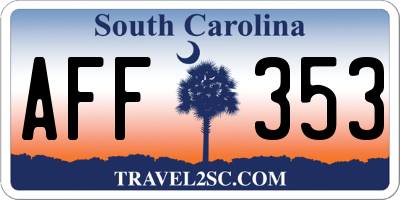 SC license plate AFF353
