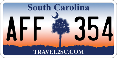SC license plate AFF354