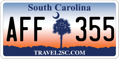 SC license plate AFF355