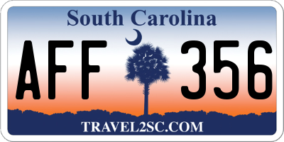 SC license plate AFF356