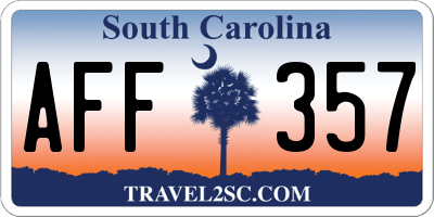 SC license plate AFF357