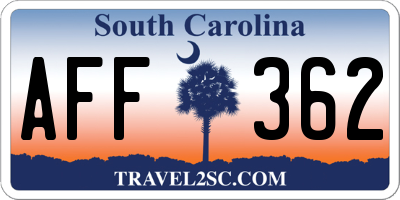 SC license plate AFF362