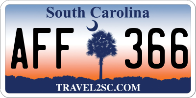 SC license plate AFF366