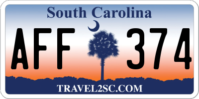 SC license plate AFF374