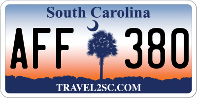 SC license plate AFF380
