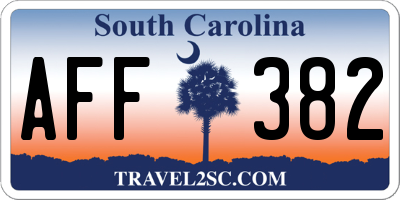 SC license plate AFF382