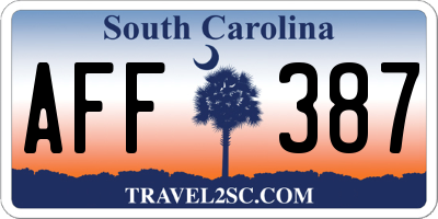 SC license plate AFF387