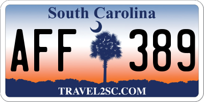 SC license plate AFF389