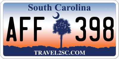 SC license plate AFF398