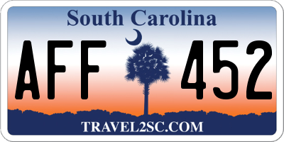 SC license plate AFF452