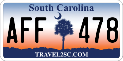 SC license plate AFF478