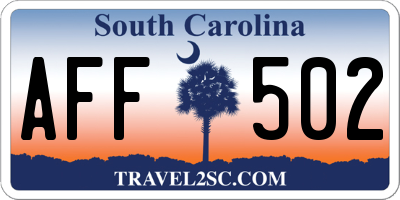 SC license plate AFF502
