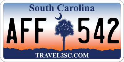 SC license plate AFF542