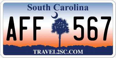 SC license plate AFF567