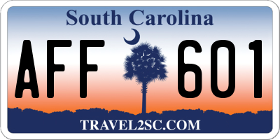 SC license plate AFF601