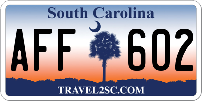 SC license plate AFF602