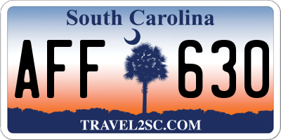 SC license plate AFF630