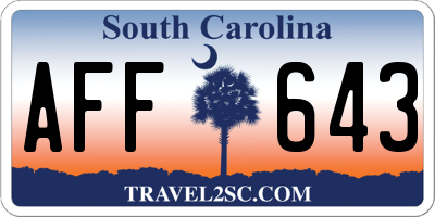 SC license plate AFF643