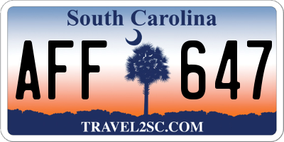 SC license plate AFF647