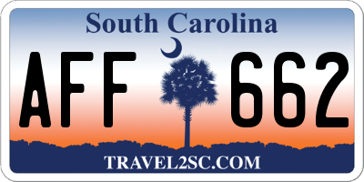 SC license plate AFF662
