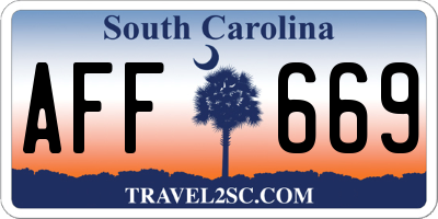 SC license plate AFF669