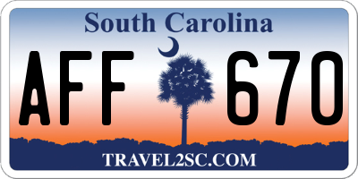 SC license plate AFF670