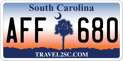 SC license plate AFF680