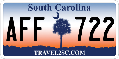 SC license plate AFF722