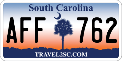 SC license plate AFF762