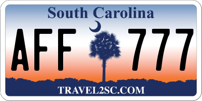 SC license plate AFF777