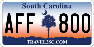 SC license plate AFF800
