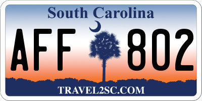 SC license plate AFF802